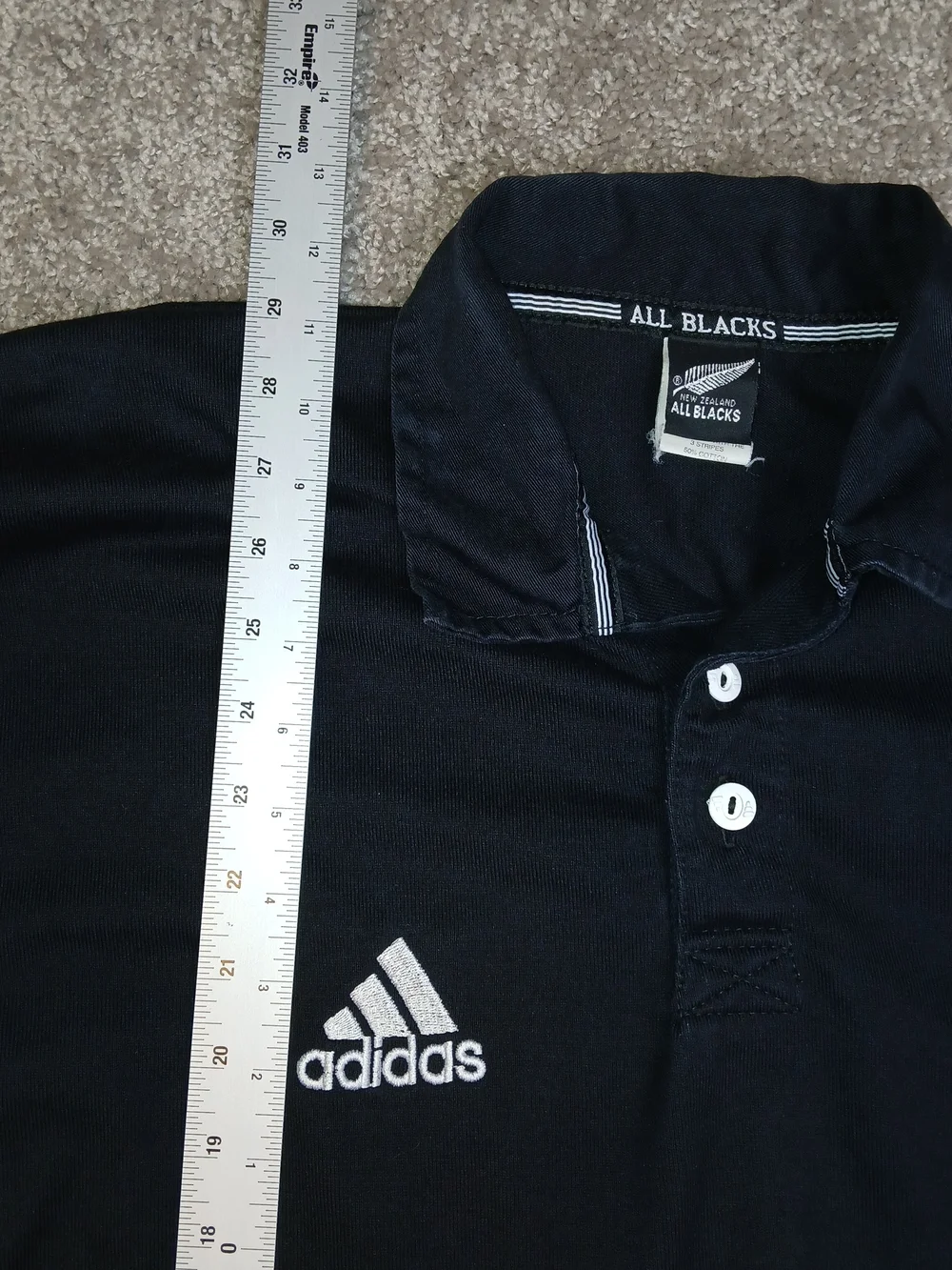 Vintage Adidas New Zealand All Blacks Black Rugby Polo Shirt for Men -‎ Large